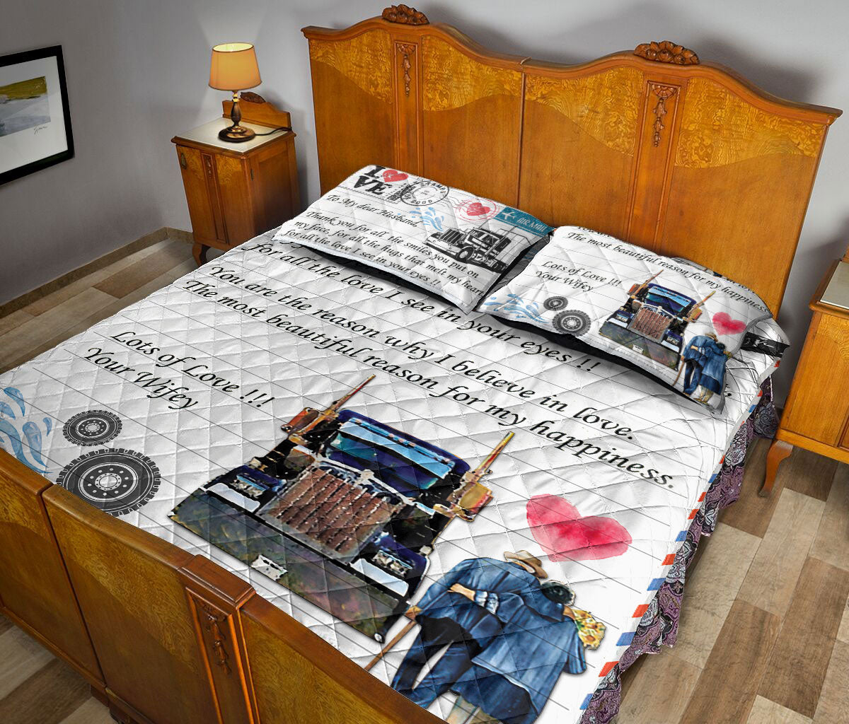 Ohaprints-Quilt-Bed-Set-Pillowcase-Trucker-To-Dear-My-Husband-Husband-&-Wife-Couple-Unique-Gift-Blanket-Bedspread-Bedding-1889-Queen (80'' x 90'')