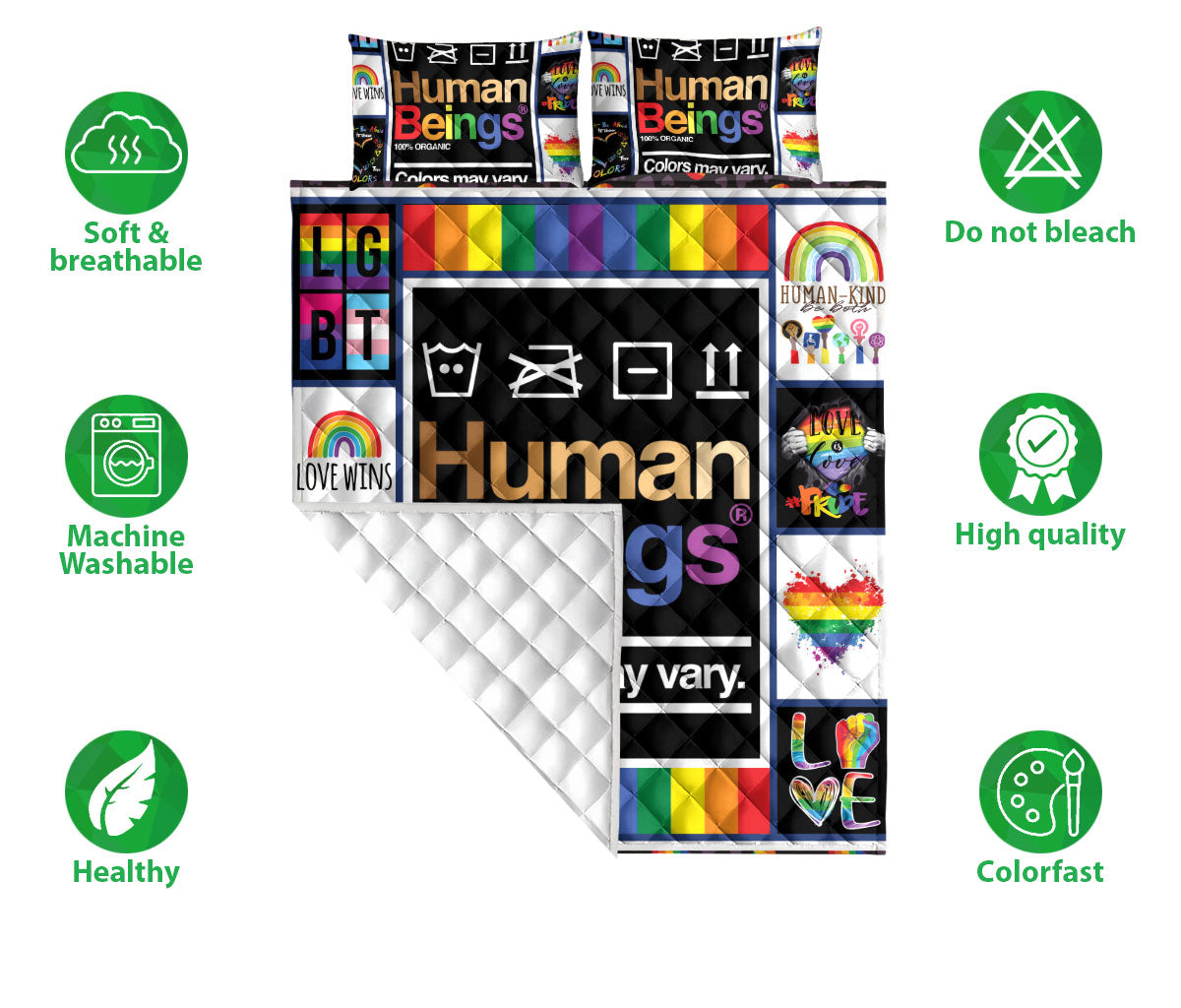 Ohaprints-Quilt-Bed-Set-Pillowcase-Lgbt-Love-Wins-Love-Is-Love-Pride-Gift-Human-Beings-Blanket-Bedspread-Bedding-1951-Double (70'' x 80'')