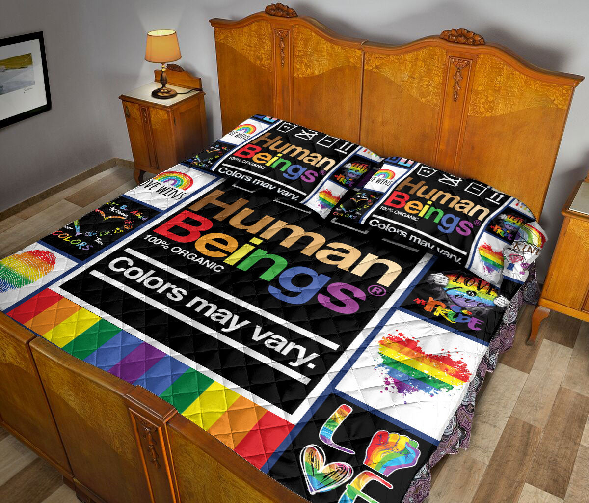 Ohaprints-Quilt-Bed-Set-Pillowcase-Lgbt-Love-Wins-Love-Is-Love-Pride-Gift-Human-Beings-Blanket-Bedspread-Bedding-1951-Queen (80'' x 90'')