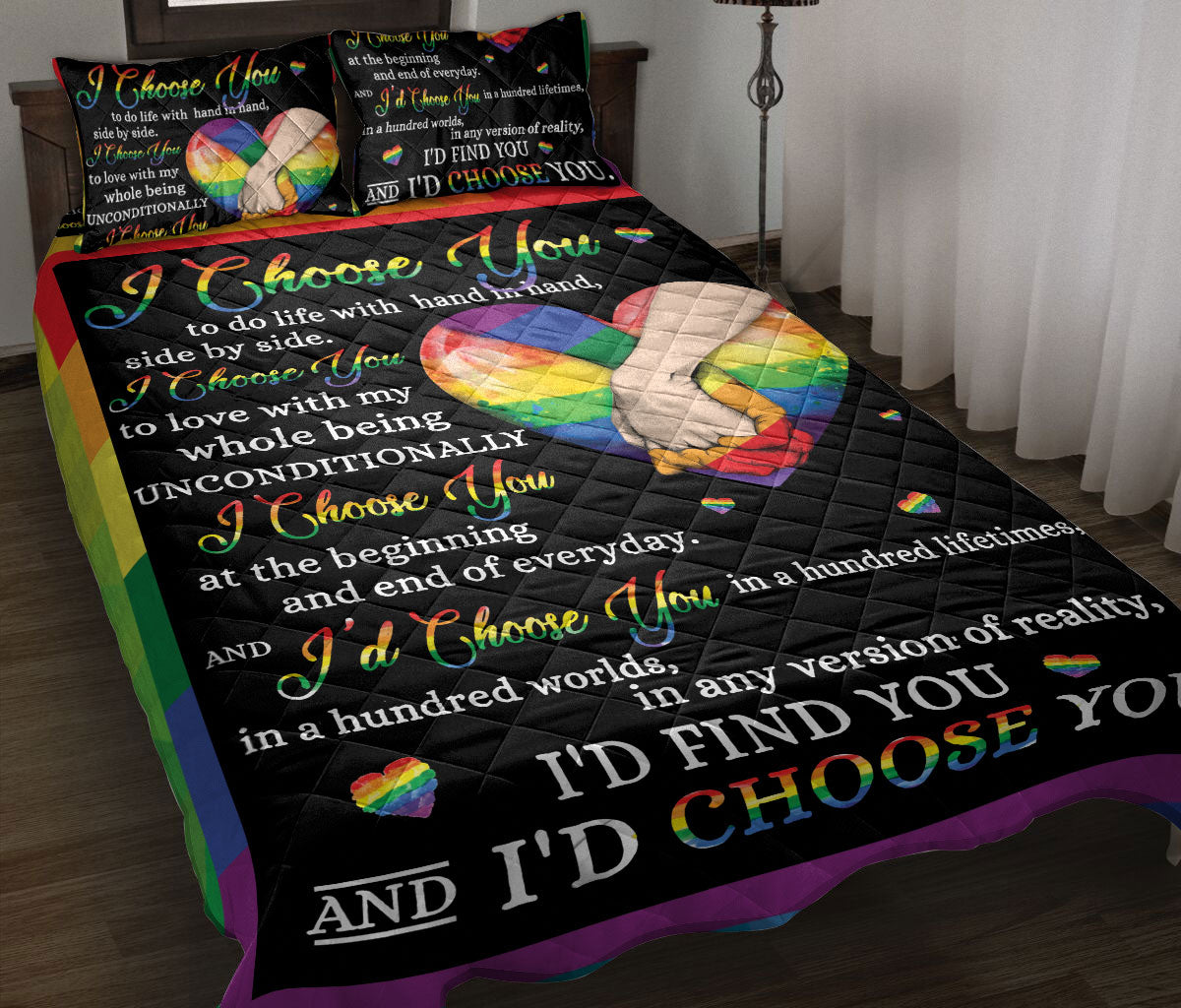 Ohaprints-Quilt-Bed-Set-Pillowcase-Lgbt-I-Choose-You-Holding-Hands-Love-Wins-Love-Is-Love-Pride-Blanket-Bedspread-Bedding-1276-Throw (55'' x 60'')