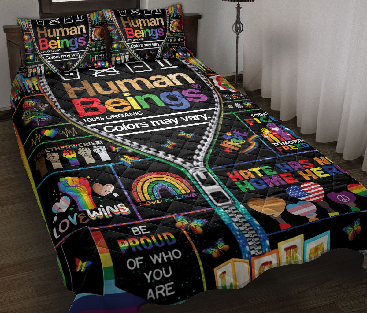 Ohaprints-Quilt-Bed-Set-Pillowcase-Lgbt-Love-Wins-Love-Is-Love-Patchwork-Pattern-Pride-Gift-Blanket-Bedspread-Bedding-1296-Throw (55'' x 60'')