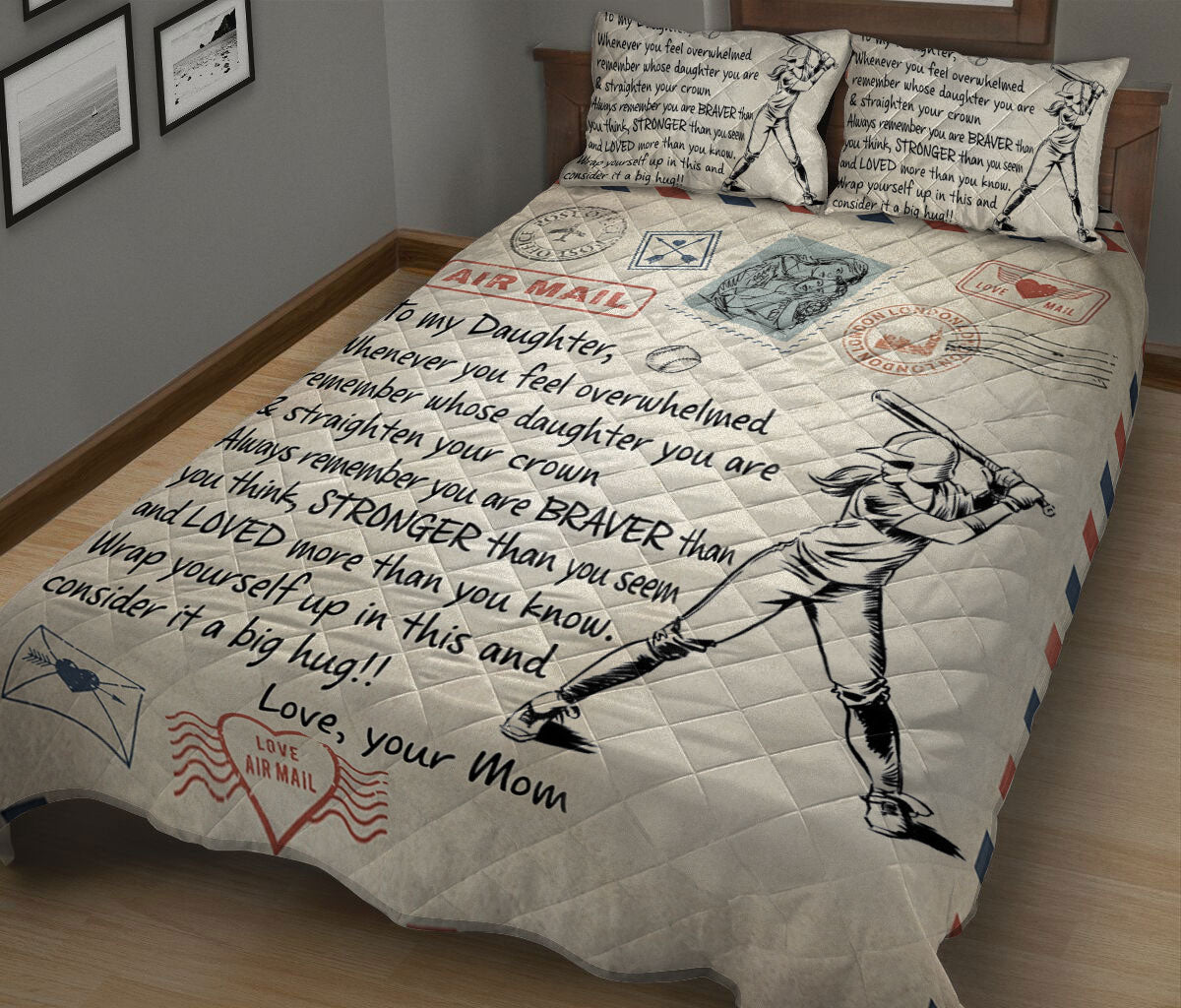 Ohaprints-Quilt-Bed-Set-Pillowcase-Softball-Player-To-My-Daughter-Sport-Lover-Unique-Gift-Blanket-Bedspread-Bedding-1886-King (90'' x 100'')