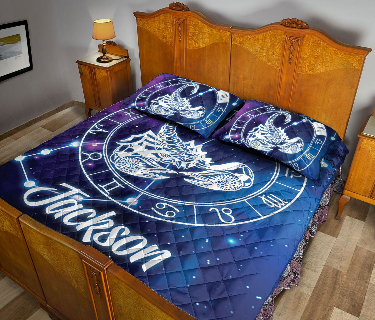 Ohaprints-Quilt-Bed-Set-Pillowcase-Scorpio-Zodiac-Astrological-Sign-Custom-Personalized-Name-Blanket-Bedspread-Bedding-2969-Queen (80'' x 90'')