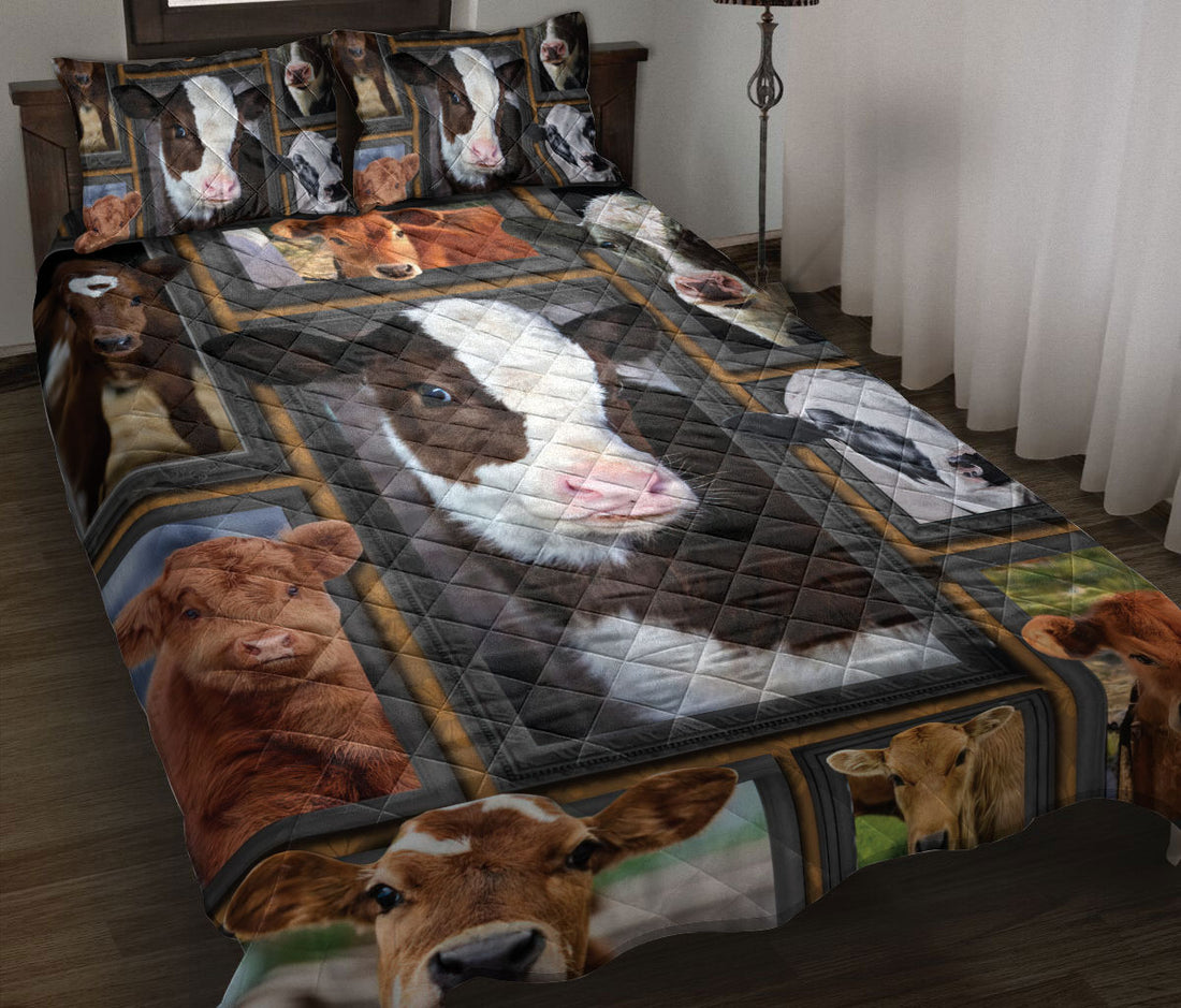 Ohaprints-Quilt-Bed-Set-Pillowcase-Cute-Cow-Cattle-Patchwork-Pattern-Farm-Animal-Lover-Unique-Gift-Blanket-Bedspread-Bedding-2249-Throw (55'' x 60'')