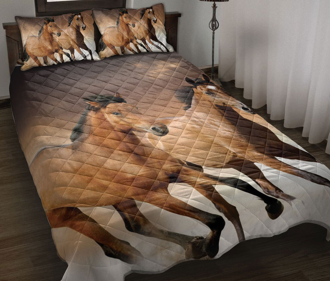 Ohaprints-Quilt-Bed-Set-Pillowcase-Horses-Running-Brown-Pattern-Animal-Lover-Cowboy-Cowgirl-Gift-Blanket-Bedspread-Bedding-1864-Throw (55'' x 60'')