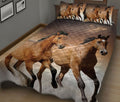 Ohaprints-Quilt-Bed-Set-Pillowcase-Horses-Running-Brown-Pattern-Animal-Lover-Cowboy-Cowgirl-Gift-Blanket-Bedspread-Bedding-1864-King (90'' x 100'')