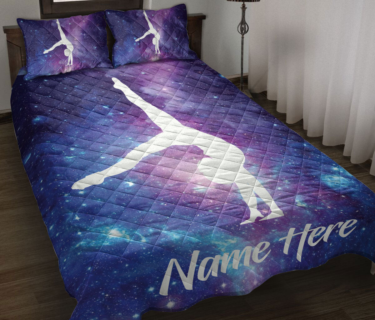 Ohaprints-Quilt-Bed-Set-Pillowcase-Gymnastics-Sport-Galaxy-Gift-Custom-Personalized-Name-Blanket-Bedspread-Bedding-1224-Throw (55'' x 60'')