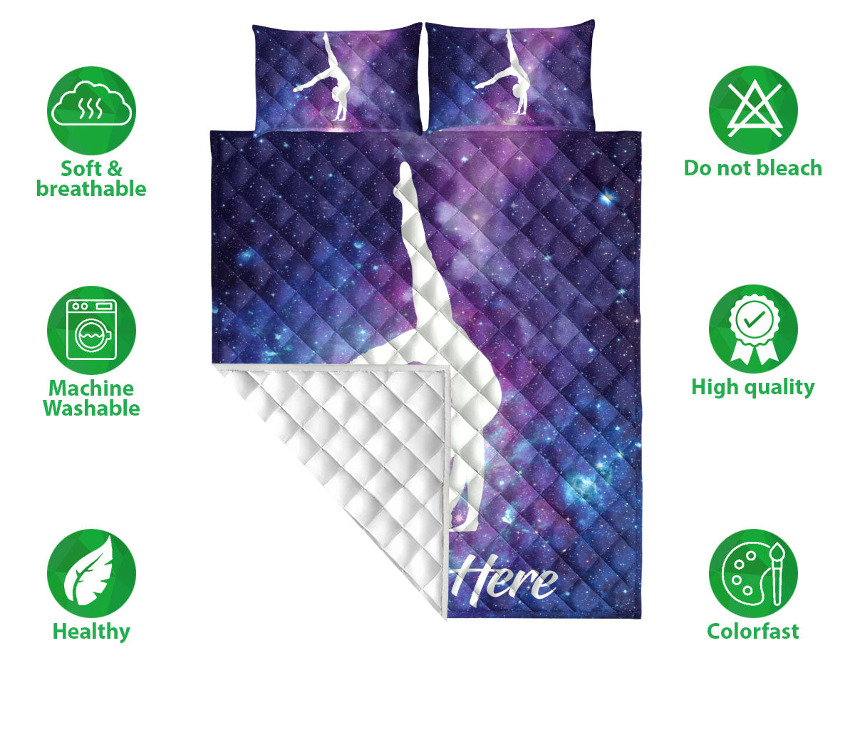 Ohaprints-Quilt-Bed-Set-Pillowcase-Gymnastics-Sport-Galaxy-Gift-Custom-Personalized-Name-Blanket-Bedspread-Bedding-1224-Double (70'' x 80'')