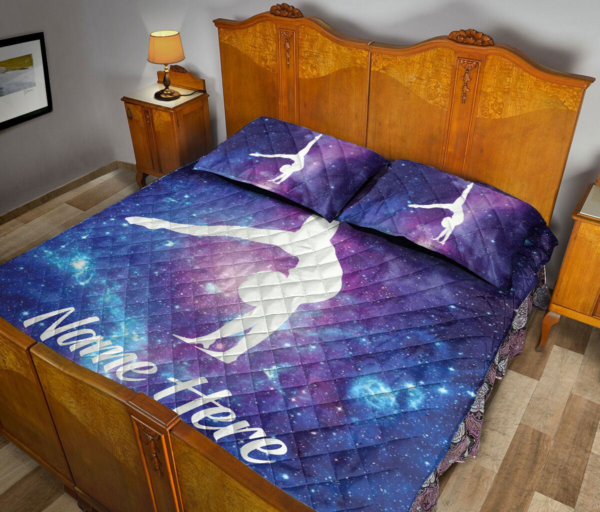 Ohaprints-Quilt-Bed-Set-Pillowcase-Gymnastics-Sport-Galaxy-Gift-Custom-Personalized-Name-Blanket-Bedspread-Bedding-1224-Queen (80'' x 90'')