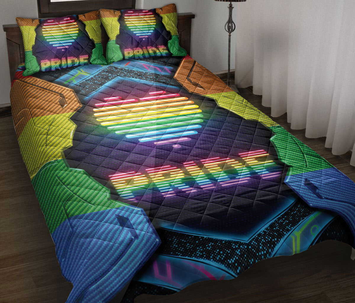 Ohaprints-Quilt-Bed-Set-Pillowcase-Lgbt-Lgbtq-Rainbow-Flag-Heart-Love-Is-Love-Love-Wins-Gift-For-Pride-Month-Blanket-Bedspread-Bedding-2464-Throw (55'' x 60'')