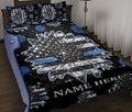 Ohaprints-Quilt-Bed-Set-Pillowcase-Police-Back-The-Blue-Thin-Blue-Line-Sunflower-Custom-Personalized-Name-Blanket-Bedspread-Bedding-1933-Throw (55'' x 60'')