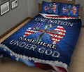 Ohaprints-Quilt-Bed-Set-Pillowcase-American-Flag-Jesus-Cross-One-Nation-Under-God-Custom-Personalized-Name-Blanket-Bedspread-Bedding-134-King (90'' x 100'')