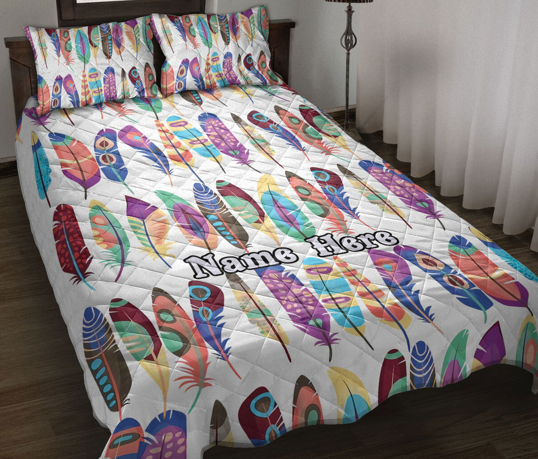 Ohaprints-Quilt-Bed-Set-Pillowcase-Native-American-Feather-Pride-Indigenous-Boho-Pattern-Custom-Personalized-Name-Blanket-Bedspread-Bedding-1934-Throw (55'' x 60'')