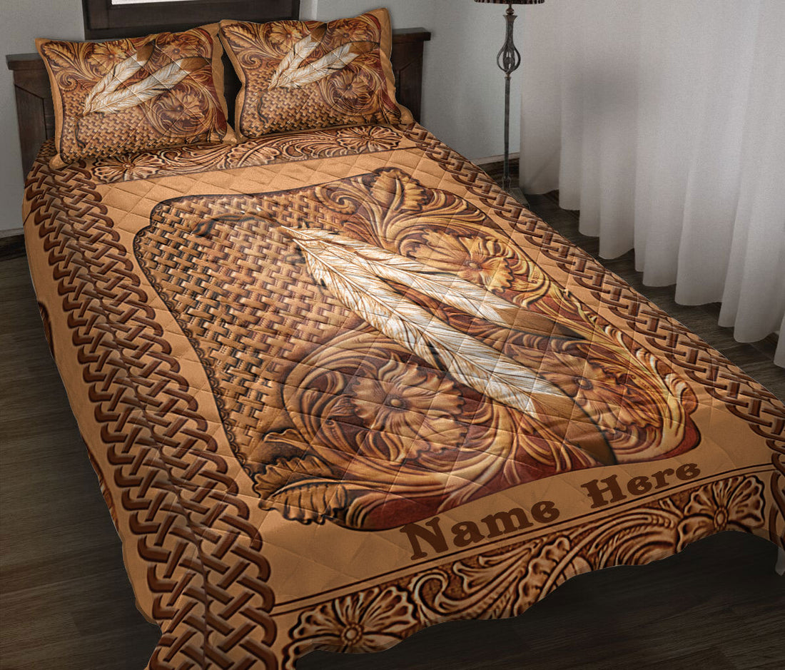 Ohaprints-Quilt-Bed-Set-Pillowcase-Native-American-Feather-Pride-Floral-Boho-Pattern-Custom-Personalized-Name-Blanket-Bedspread-Bedding-2525-Throw (55'' x 60'')