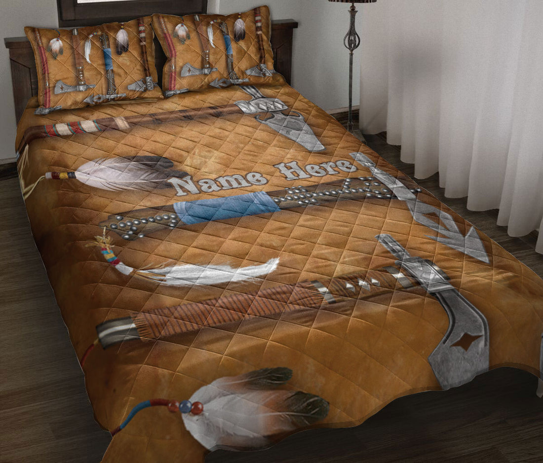 Ohaprints-Quilt-Bed-Set-Pillowcase-Native-American-Indigenous-Feather-Brown-Boho-Pattern-Custom-Personalized-Name-Blanket-Bedspread-Bedding-2353-Throw (55'' x 60'')