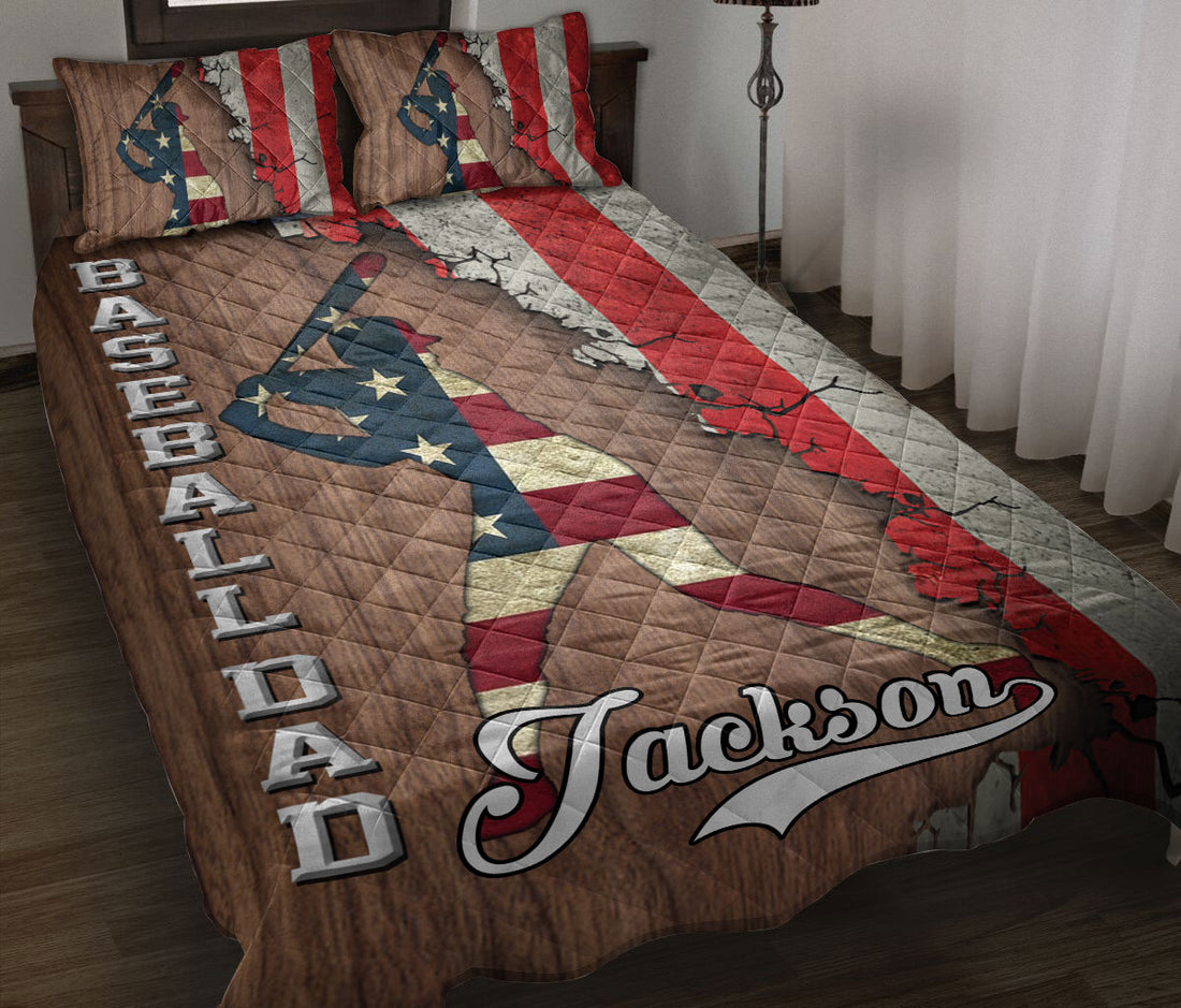 Ohaprints-Quilt-Bed-Set-Pillowcase-Baseball-Dad-Sports-American-Flag-Crack-Pattern-Custom-Personalized-Name-Blanket-Bedspread-Bedding-1935-Throw (55'' x 60'')
