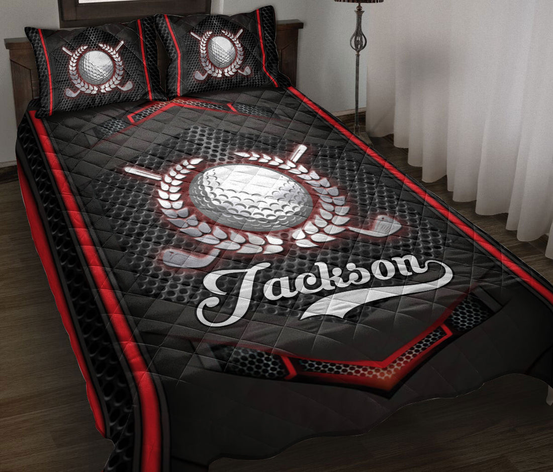 Ohaprints-Quilt-Bed-Set-Pillowcase-Golf-Ball-Gift-For-Sport-Lover-B&W-Pattern-Custom-Personalized-Name-Blanket-Bedspread-Bedding-3029-Throw (55'' x 60'')