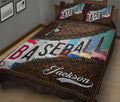 Ohaprints-Quilt-Bed-Set-Pillowcase-Baseball-Gift-For-Sport-Lover-Vintage-Brown-Pattern-Custom-Personalized-Name-Blanket-Bedspread-Bedding-1936-King (90'' x 100'')