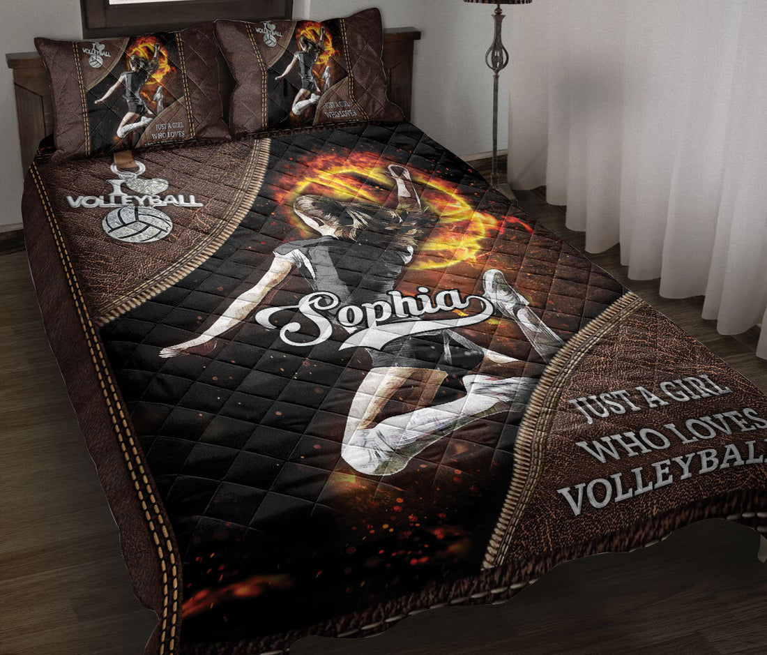 Ohaprints-Quilt-Bed-Set-Pillowcase-Just-A-Girl-Who-Loves-Volleyball-Gift-For-Sport-Lover-Custom-Personalized-Name-Blanket-Bedspread-Bedding-2527-Throw (55'' x 60'')