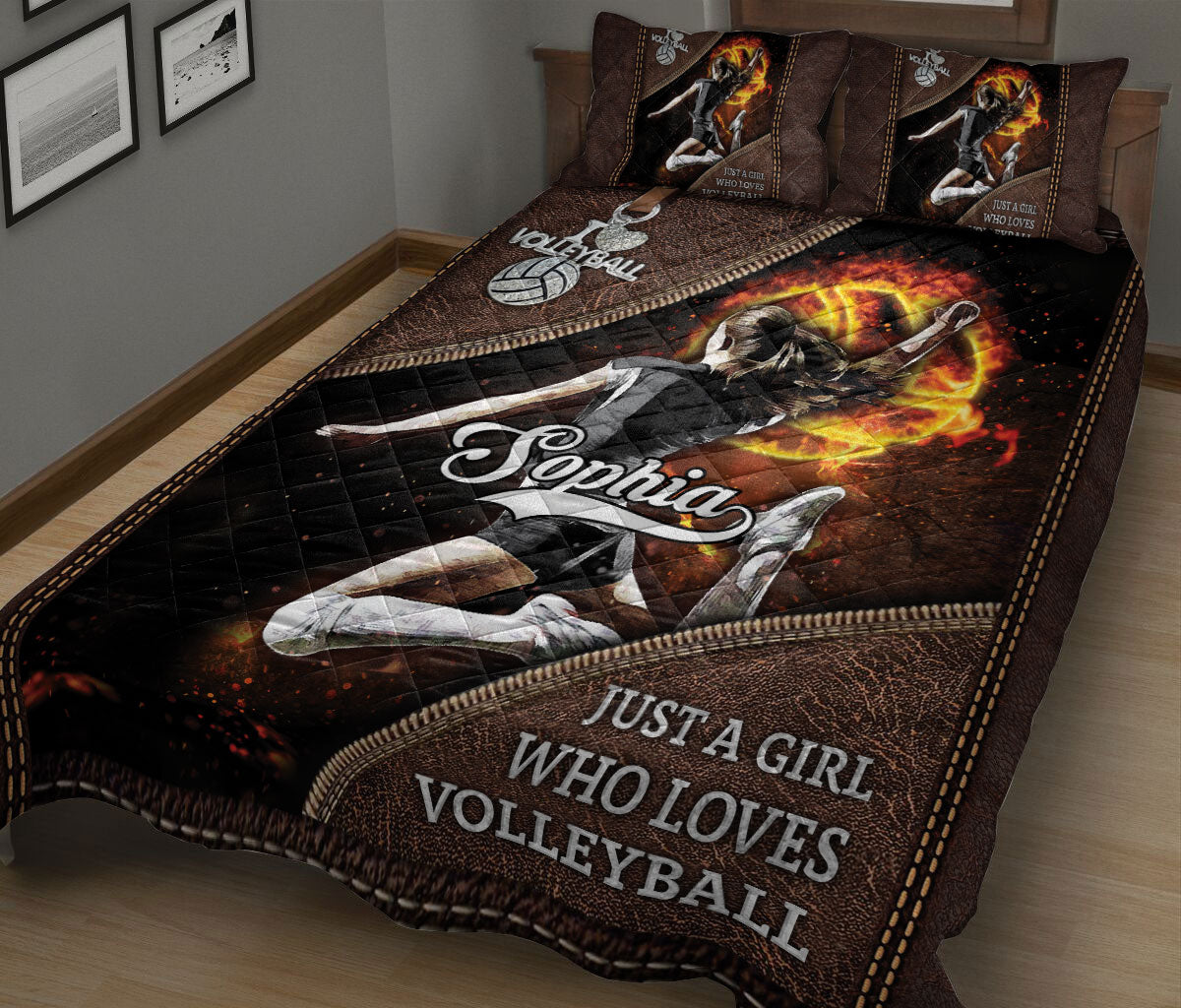 Ohaprints-Quilt-Bed-Set-Pillowcase-Just-A-Girl-Who-Loves-Volleyball-Gift-For-Sport-Lover-Custom-Personalized-Name-Blanket-Bedspread-Bedding-2527-King (90'' x 100'')