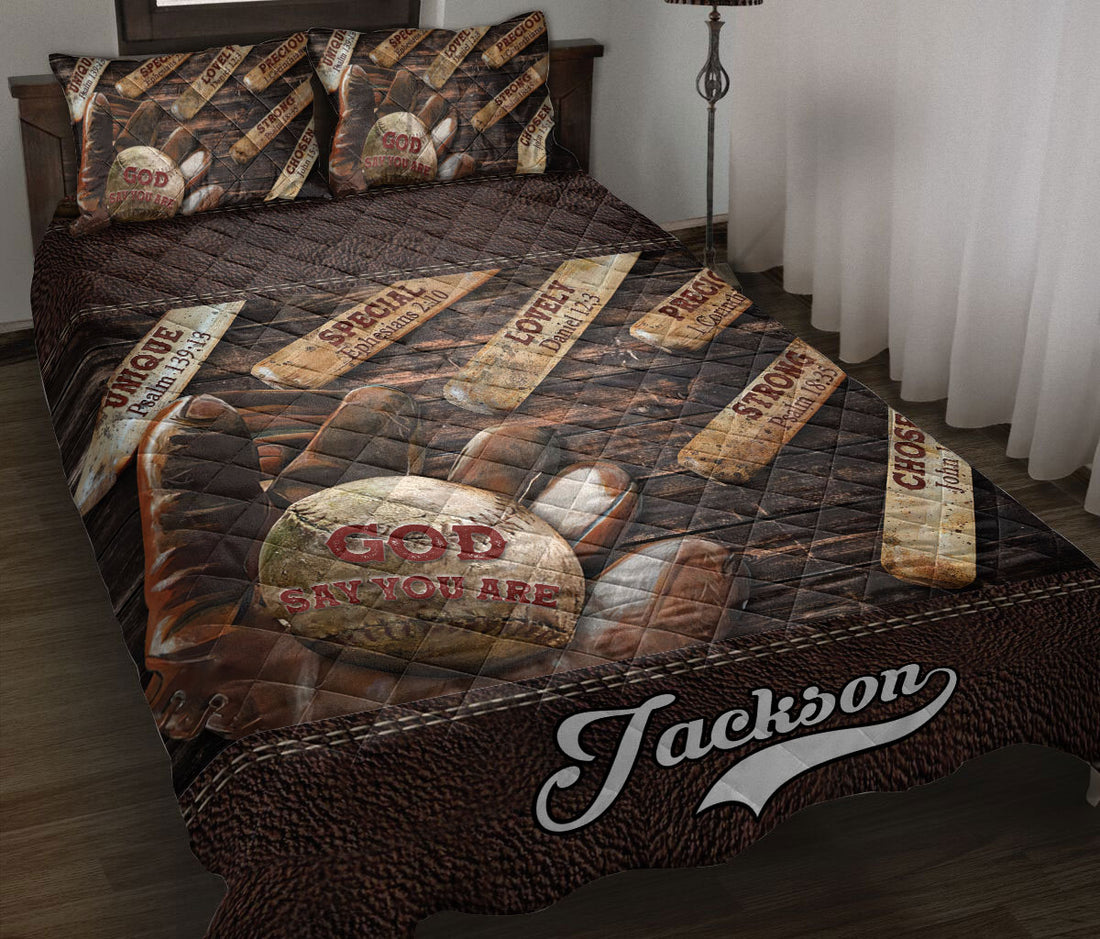 Ohaprints-Quilt-Bed-Set-Pillowcase-Baseball-Ball-Glove-God-Says-You-Are-Vintage-Brown-Custom-Personalized-Name-Blanket-Bedspread-Bedding-177-Throw (55'' x 60'')