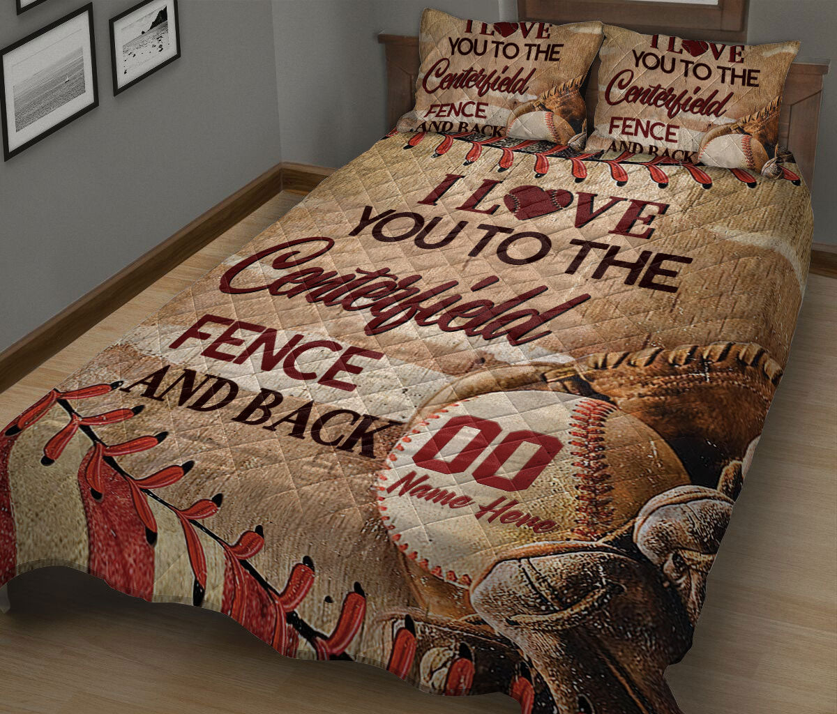 Ohaprints-Quilt-Bed-Set-Pillowcase-I-Love-You-To-The-Centerfield-Fence-&-Back-Custom-Personalized-Name-Number-Blanket-Bedspread-Bedding-1349-King (90'' x 100'')