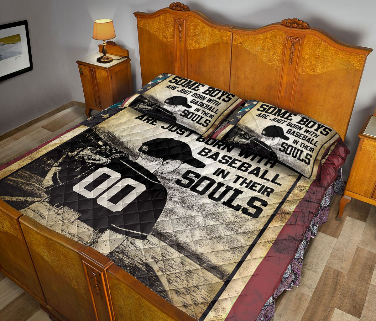 Ohaprints-Quilt-Bed-Set-Pillowcase-Baseball-In-Their-Souls-Catcher-Sports-Gift-Custom-Personalized-Name-Number-Blanket-Bedspread-Bedding-153-Queen (80'' x 90'')