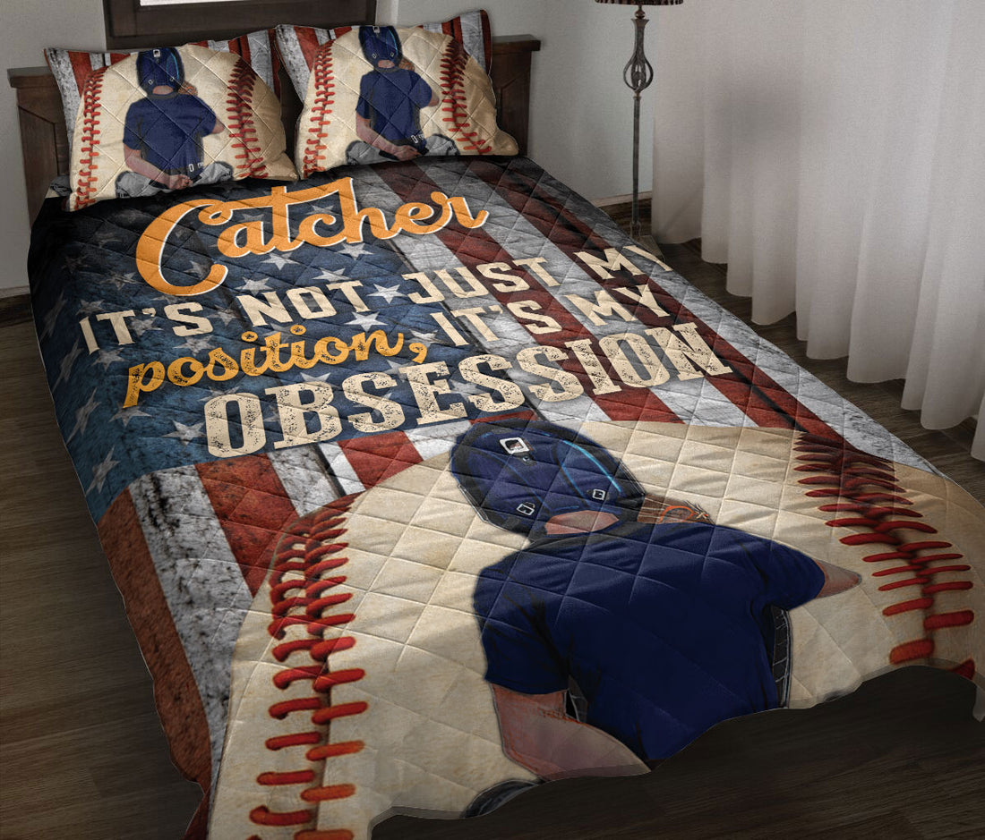 Ohaprints-Quilt-Bed-Set-Pillowcase-Baseball-Player-Catcher-It'S-My-Obsession-American-Flag-Gift-For-Sports-Lover-Blanket-Bedspread-Bedding-699-Throw (55'' x 60'')