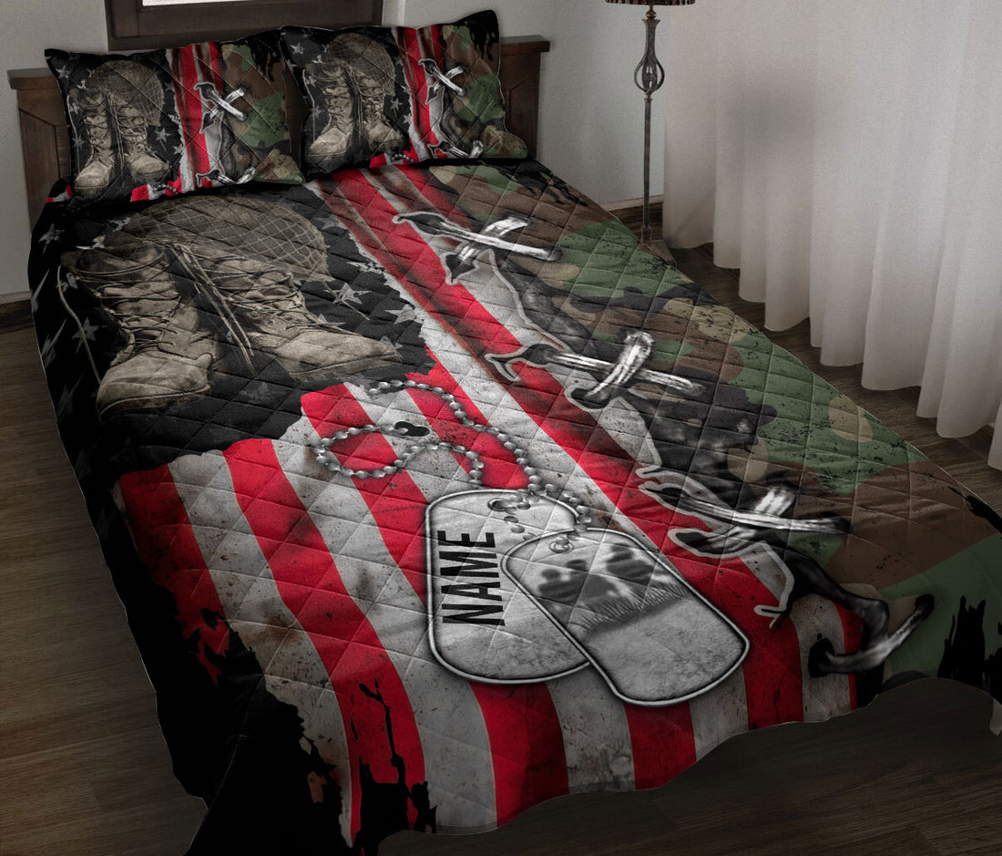 Ohaprints-Quilt-Bed-Set-Pillowcase-Veteran-Boots-Soldier-Backpack-Boost-Military-Army-Custom-Personalized-Name-Blanket-Bedspread-Bedding-1095-Throw (55'' x 60'')