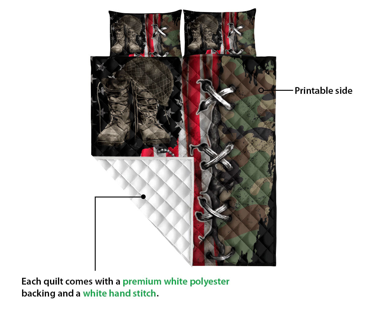 Ohaprints-Quilt-Bed-Set-Pillowcase-Veteran-Boots-Soldier-Backpack-Boost-Military-Army-Custom-Personalized-Name-Blanket-Bedspread-Bedding-1095-Queen (80'' x 90'')