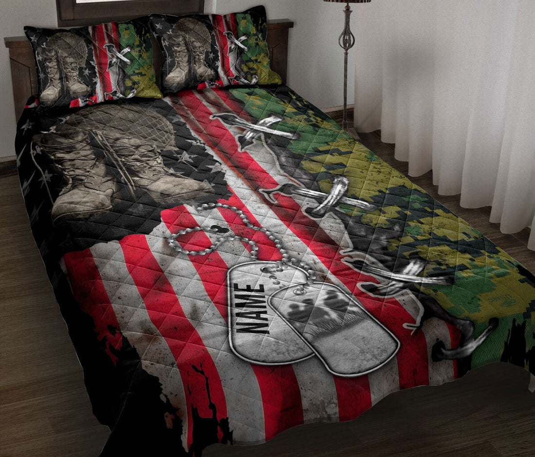 Ohaprints-Quilt-Bed-Set-Pillowcase-Veteran-Boots-Soldier-Backpack-Boost-Army-Military-Custom-Personalized-Name-Blanket-Bedspread-Bedding-1678-Throw (55'' x 60'')