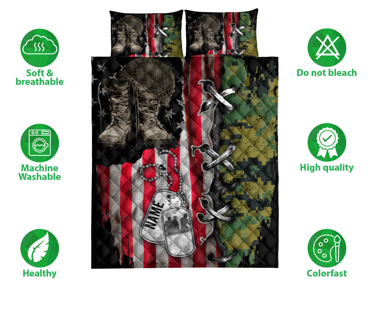 Ohaprints-Quilt-Bed-Set-Pillowcase-Veteran-Boots-Soldier-Backpack-Boost-Army-Military-Custom-Personalized-Name-Blanket-Bedspread-Bedding-1678-Double (70'' x 80'')