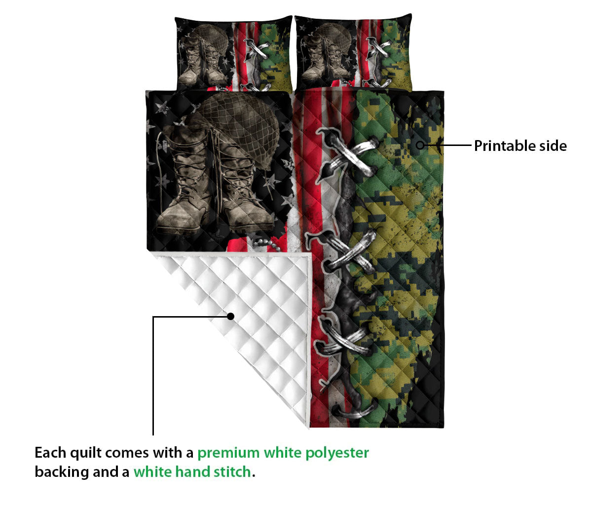 Ohaprints-Quilt-Bed-Set-Pillowcase-Veteran-Boots-Soldier-Backpack-Boost-Army-Military-Custom-Personalized-Name-Blanket-Bedspread-Bedding-1678-Queen (80'' x 90'')