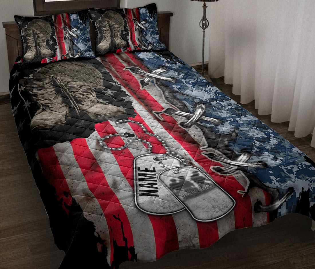 Ohaprints-Quilt-Bed-Set-Pillowcase-Soldier-Backpack-Boost-Veteran-Boots-Army-Military-Custom-Personalized-Name-Blanket-Bedspread-Bedding-2265-Throw (55'' x 60'')
