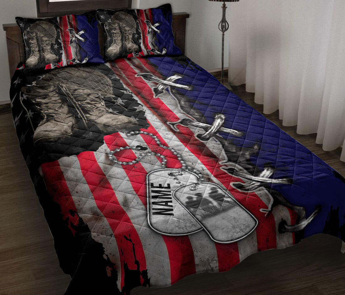 Ohaprints-Quilt-Bed-Set-Pillowcase-Soldier-Backpack-Veteran-Boots-Hat-Army-Military-Custom-Personalized-Name-Blanket-Bedspread-Bedding-2858-Throw (55'' x 60'')