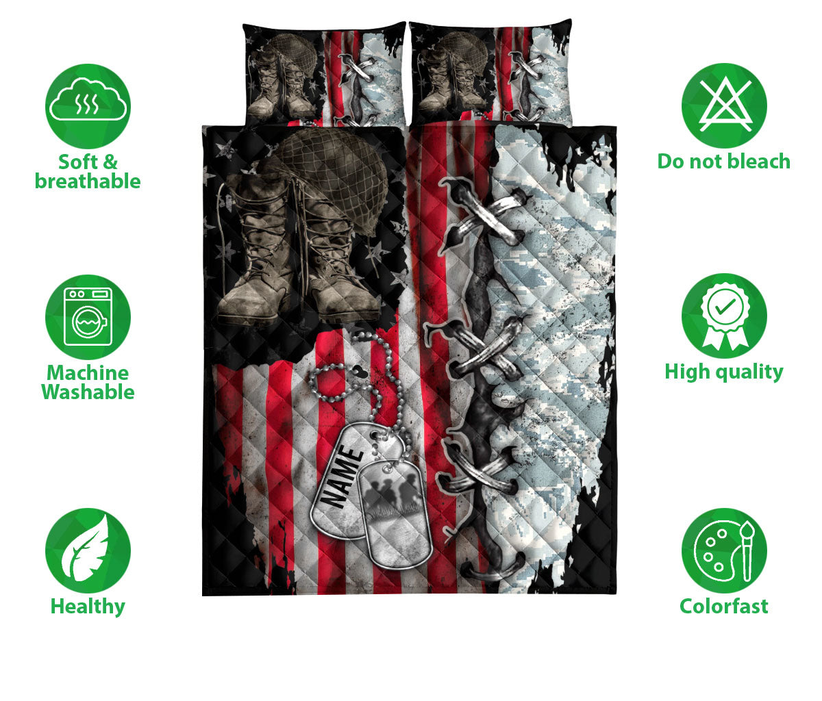 Ohaprints-Quilt-Bed-Set-Pillowcase-Veteran-Boots-Soldier-Backpack-Boost-Army-Gift-Custom-Personalized-Name-Blanket-Bedspread-Bedding-507-Double (70'' x 80'')