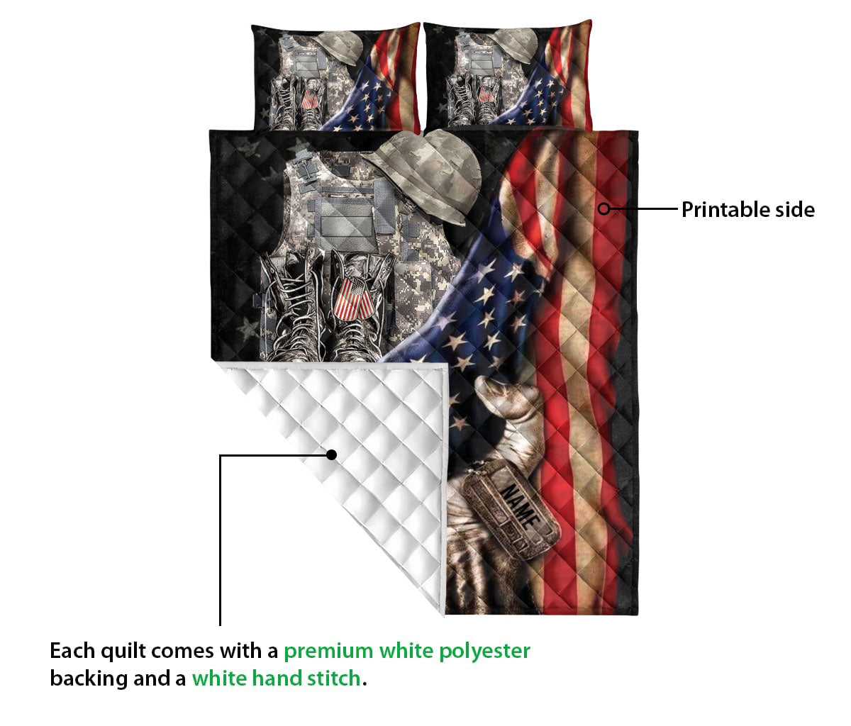 Ohaprints-Quilt-Bed-Set-Pillowcase-Veteran-Soldier-Backpack-Boost-Gift-Military-Army-Custom-Personalized-Name-Blanket-Bedspread-Bedding-3313-Queen (80'' x 90'')