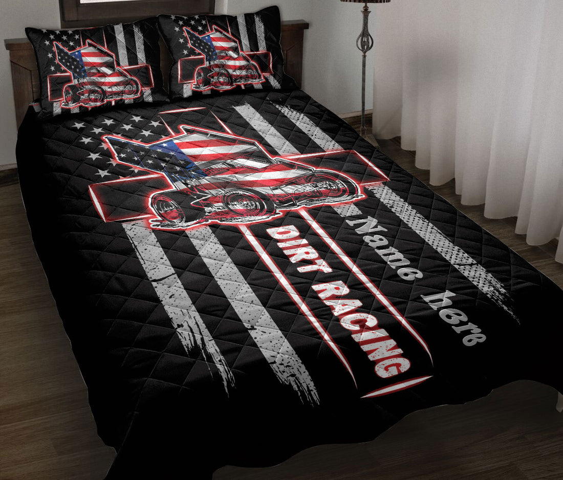 Ohaprints-Quilt-Bed-Set-Pillowcase-Dirt-Racing-Lover-Christian-Jesus-Cross-American-Flag-Custom-Personalized-Name-Blanket-Bedspread-Bedding-1097-Throw (55'' x 60'')