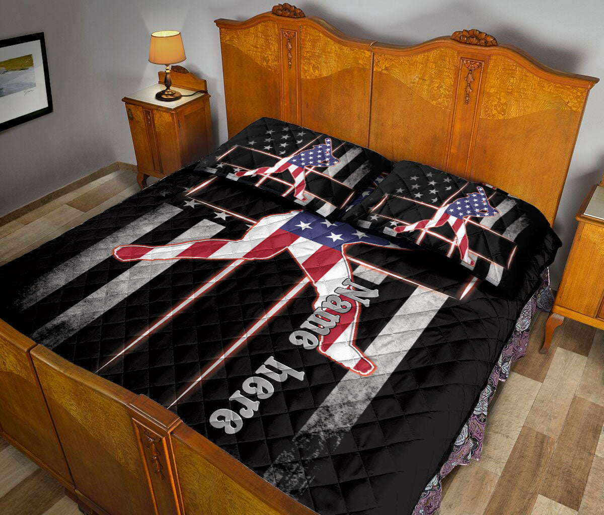 Ohaprints-Quilt-Bed-Set-Pillowcase-Baseball-Batter-Christian-Jesus-Cross-American-Flag-Custom-Personalized-Name-Blanket-Bedspread-Bedding-3315-King (90'' x 100'')