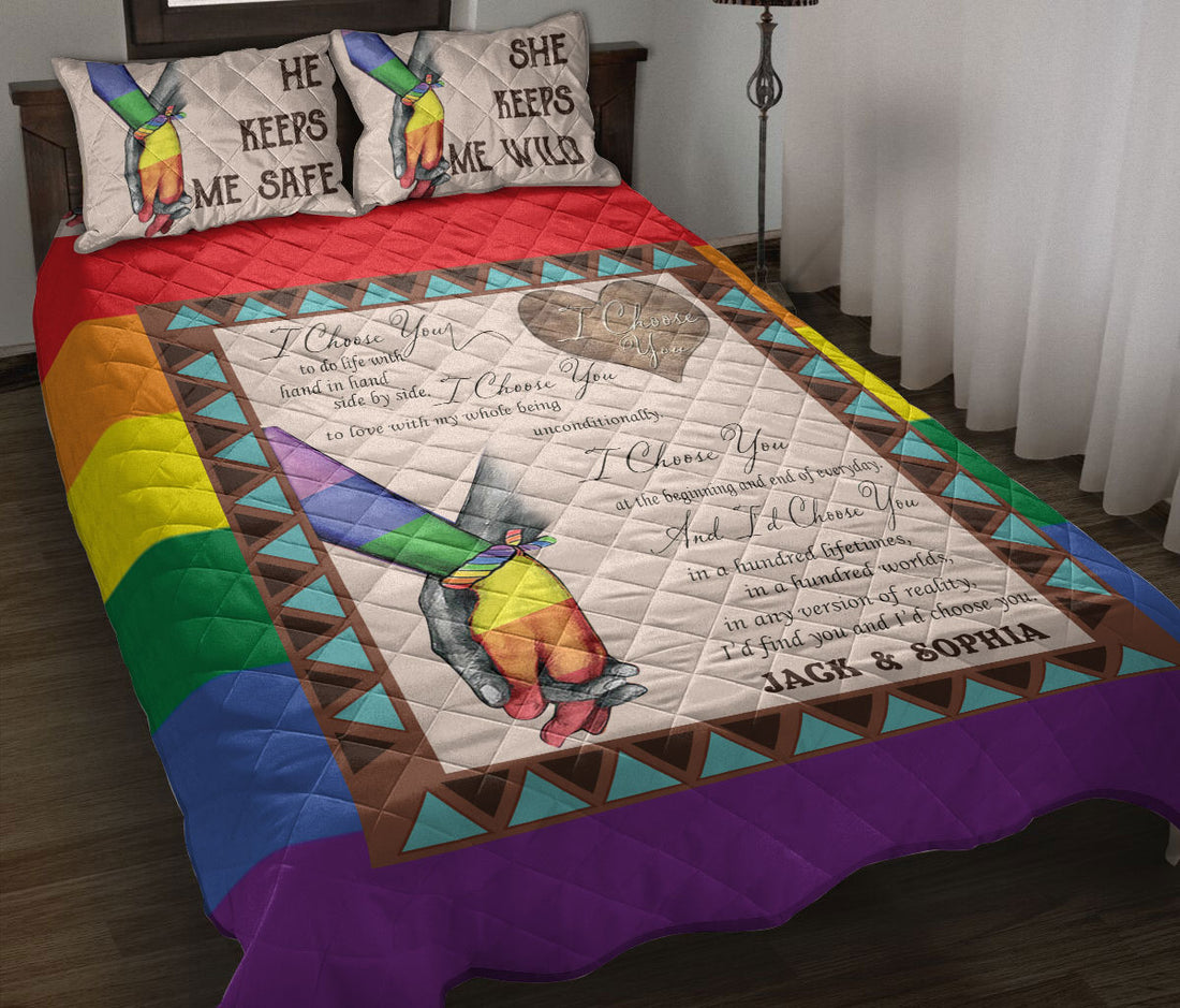 Ohaprints-Quilt-Bed-Set-Pillowcase-Lgbt-I-Choose-You-Couple-Love-Pride-Custom-Personalized-Name-Blanket-Bedspread-Bedding-783-Throw (55'' x 60'')