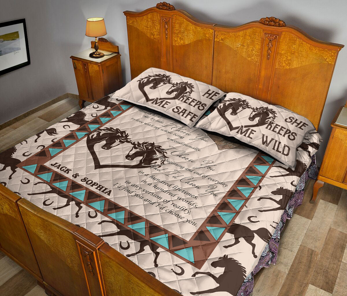 Ohaprints-Quilt-Bed-Set-Pillowcase-Horse-I-Choose-You-Couple-Love-Gift-Custom-Personalized-Name-Blanket-Bedspread-Bedding-2427-Queen (80'' x 90'')