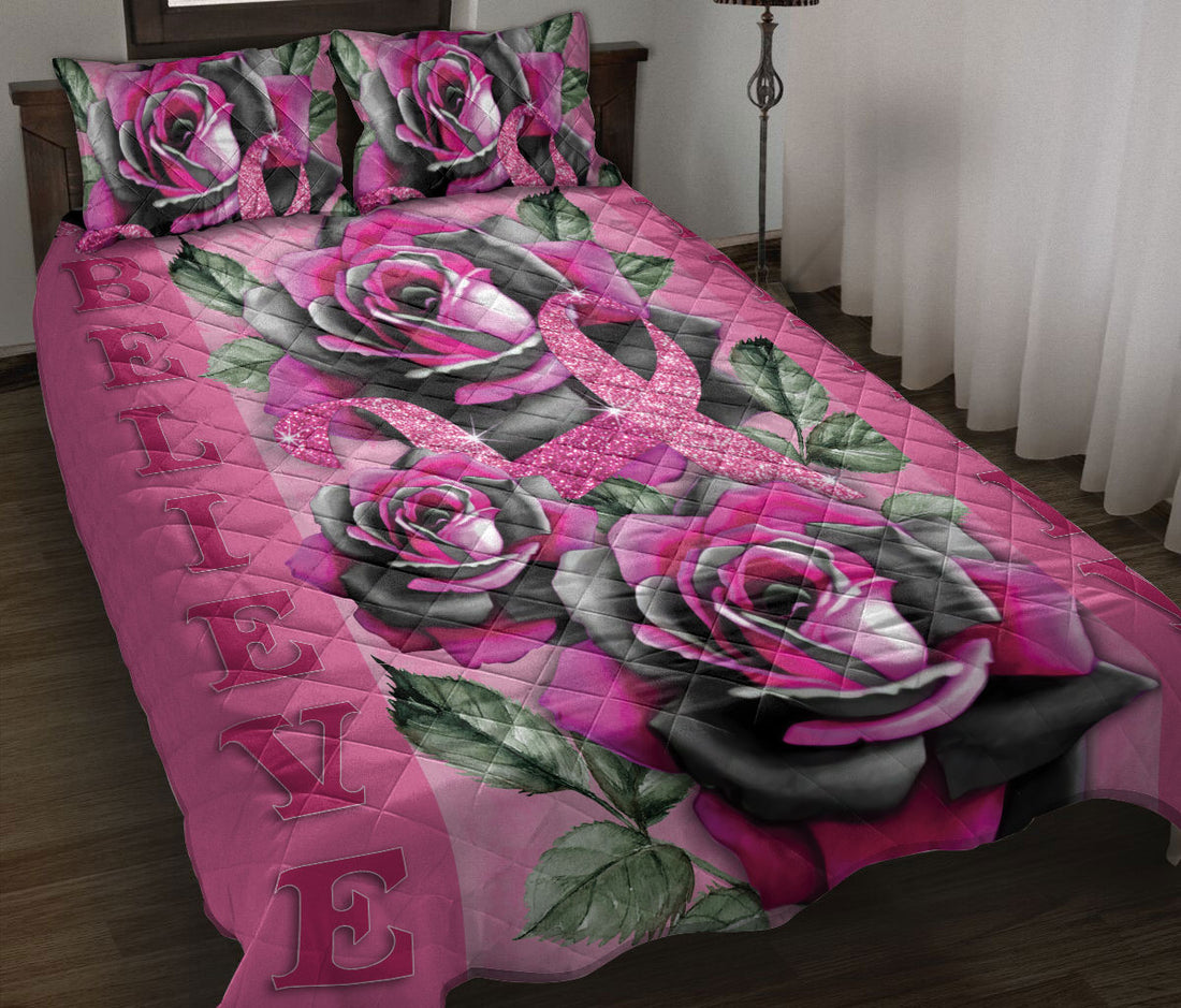 Ohaprints-Quilt-Bed-Set-Pillowcase-Breast-Cancer-Awareness-Pink-Rose-Floral-Pattern-Get-Well-Soon-Gift-Blanket-Bedspread-Bedding-2543-Throw (55'' x 60'')