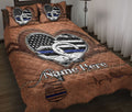 Ohaprints-Quilt-Bed-Set-Pillowcase-Police-Thin-Blue-Line-Flag-Heart-Brown-Pattern-Custom-Personalized-Name-Blanket-Bedspread-Bedding-2544-Throw (55'' x 60'')