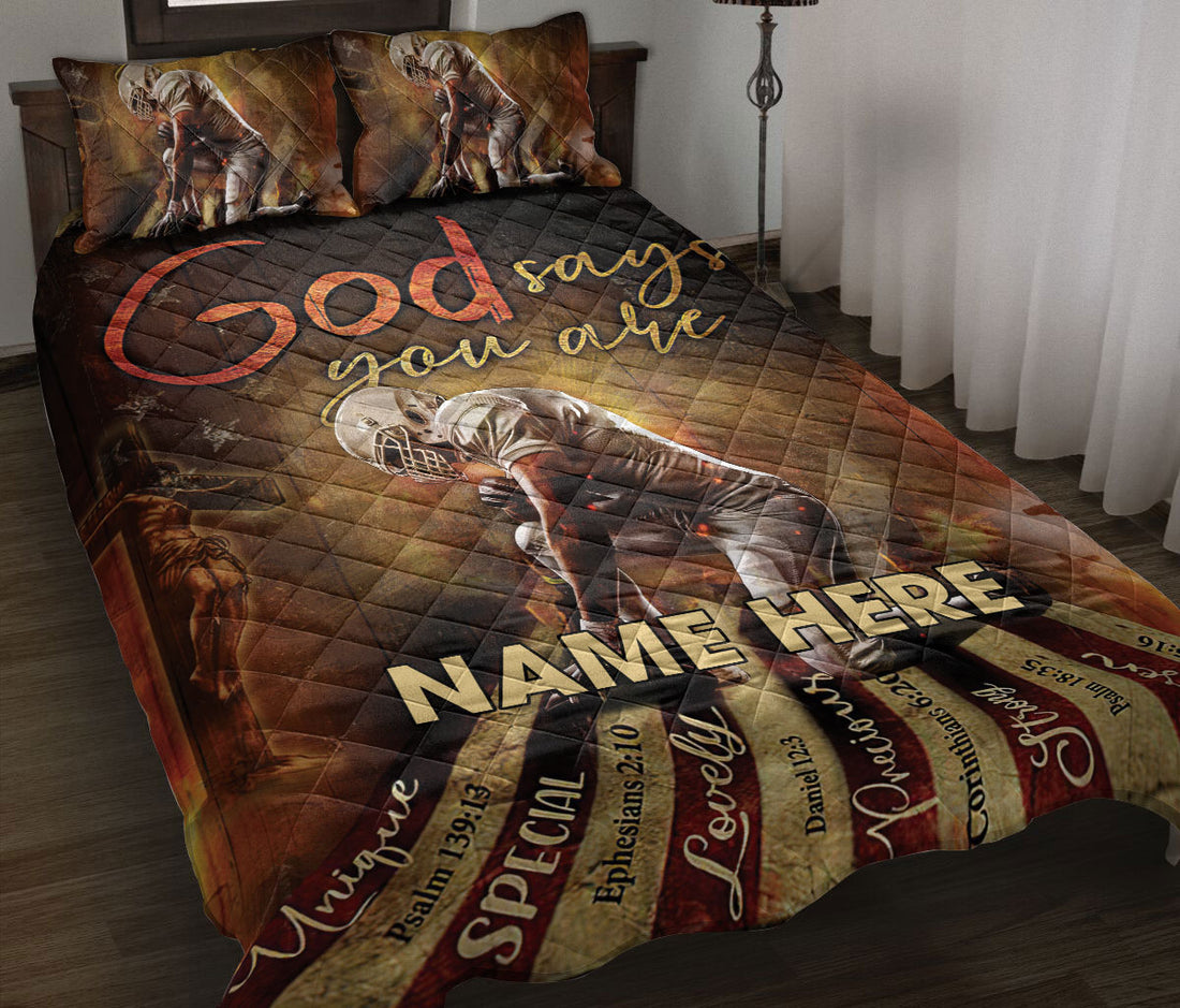 Ohaprints-Quilt-Bed-Set-Pillowcase-American-Football-God-Says-You-Are-Custom-Personalized-Name-Blanket-Bedspread-Bedding-2973-Throw (55'' x 60'')