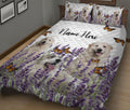 Ohaprints-Quilt-Bed-Set-Pillowcase-Cute-Great-Pyrenees-Dog-Lavender-Flower-Pattern-White-Custom-Personalized-Name-Blanket-Bedspread-Bedding-2256-King (90'' x 100'')