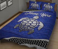 Ohaprints-Quilt-Bed-Set-Pillowcase-Blue-Sea-Turtle-Floral-Pattern-Gift-For-Turtle-Lover-Custom-Personalized-Name-Blanket-Bedspread-Bedding-1964-King (90'' x 100'')