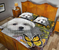 Ohaprints-Quilt-Bed-Set-Pillowcase-White-Shih-Tzu-Shitzu-Dog-Butterfly-Sunflower-Floral-Custom-Personalized-Name-Blanket-Bedspread-Bedding-135-Queen (80'' x 90'')