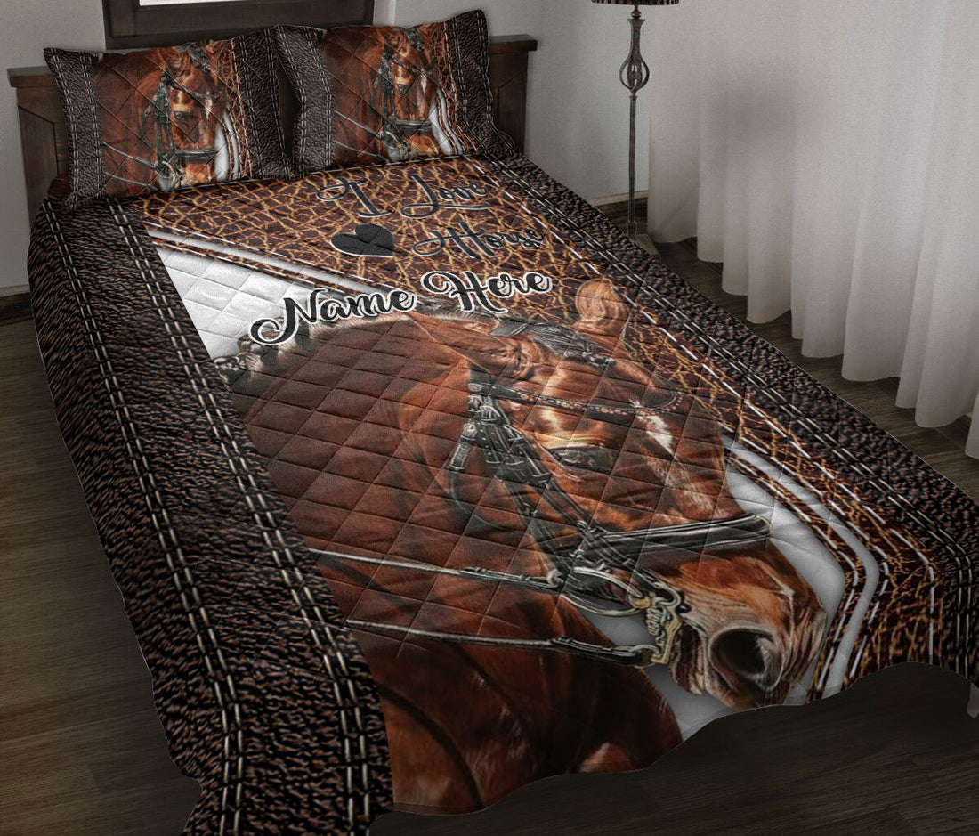 Ohaprints-Quilt-Bed-Set-Pillowcase-Brown-Horse-Gift-For-Horse-Lover-Cowboy-Cowgirl-Custom-Personalized-Name-Blanket-Bedspread-Bedding-1888-Throw (55'' x 60'')