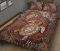 Ohaprints-Quilt-Bed-Set-Pillowcase-Turtle-Brown-Floral-Pattern-Gift-For-Turtle-Lover-Custom-Personalized-Name-Blanket-Bedspread-Bedding-797-King (90'' x 100'')