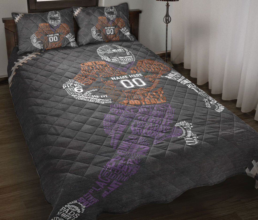 Ohaprints-Quilt-Bed-Set-Pillowcase-Football-Player-Gift-For-Sport-Lover-Grey-Custom-Personalized-Name-Number-Blanket-Bedspread-Bedding-1681-Throw (55'' x 60'')